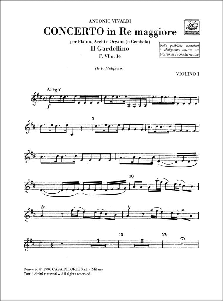 Concerto Per Fl., Archi E Org. (O Cemb.)